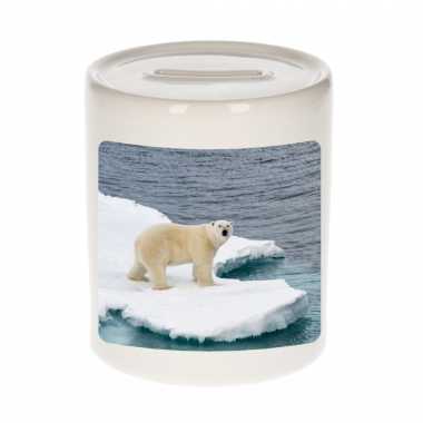 Dieren foto spaarpot ijsbeer 9 cm - ijsberen spaarpotten jongens en meisjes bestellen