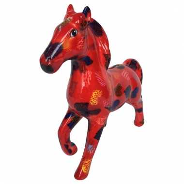 Kado spaarpot rood paard met harten print 21 cm bestellen
