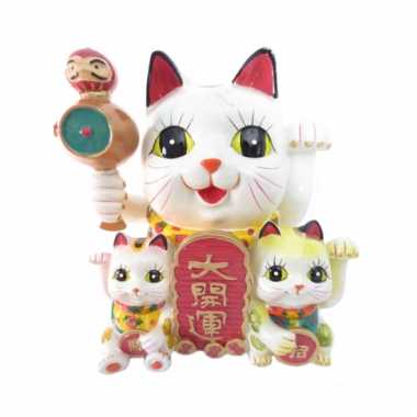 Keramieken gelukskat spaarpot 30 cm bestellen