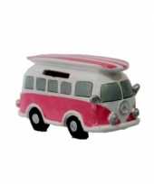 Roze hippie spaarpot volkswagen busje met surfboard